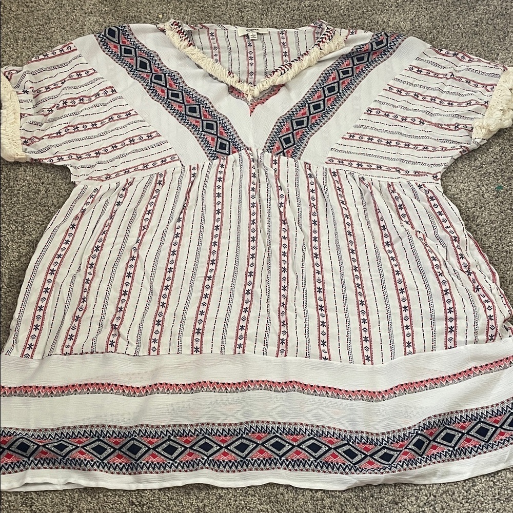 Hayden Los Angeles striped fringe top large